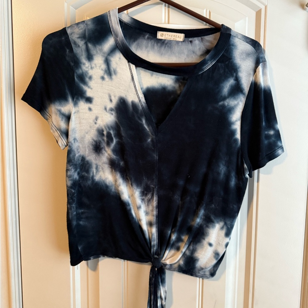 Navy and White Tie-Dye Knot Tee